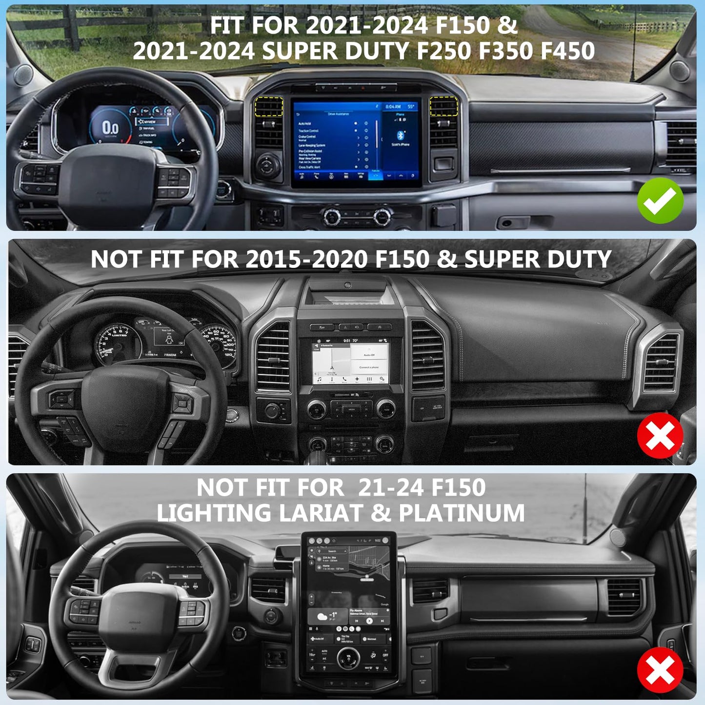 Surfcabin CNC Magnetic Truck Air Vent Phone Holder, Metal Phone Mount Cradles for F150, Compatible with Ford F150 2021-2026 & Super Duty F250 F350