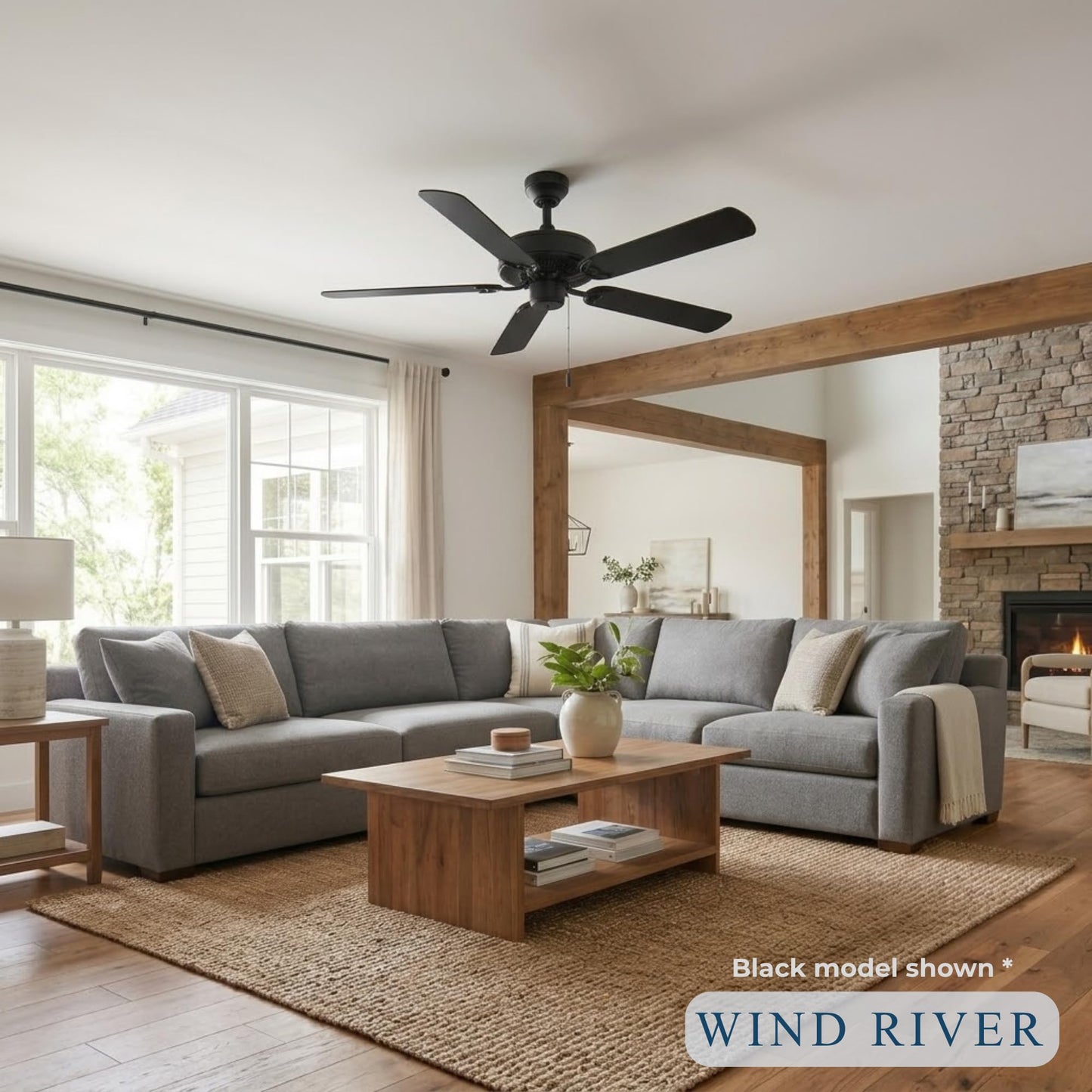 Wind River WR1472W Dalton 52 Inch Indoor Ceiling Fan | White Finish with White Blades | Pull Chain Control | 3 Speed AC Motor with Manual Reverse |