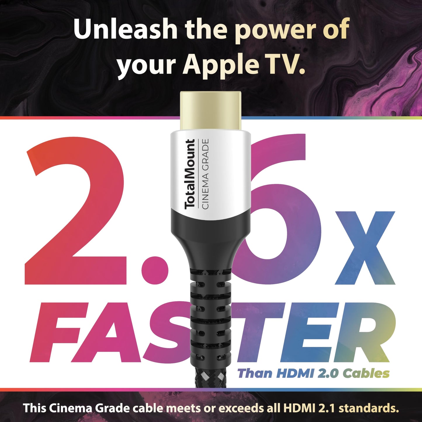 TotalMount Cinema Grade - Gold-Plated HDMI Cable for Apple TV - HD, 4K, 8K, and 10K - Full Apple TV Compatibility (10 Feet)