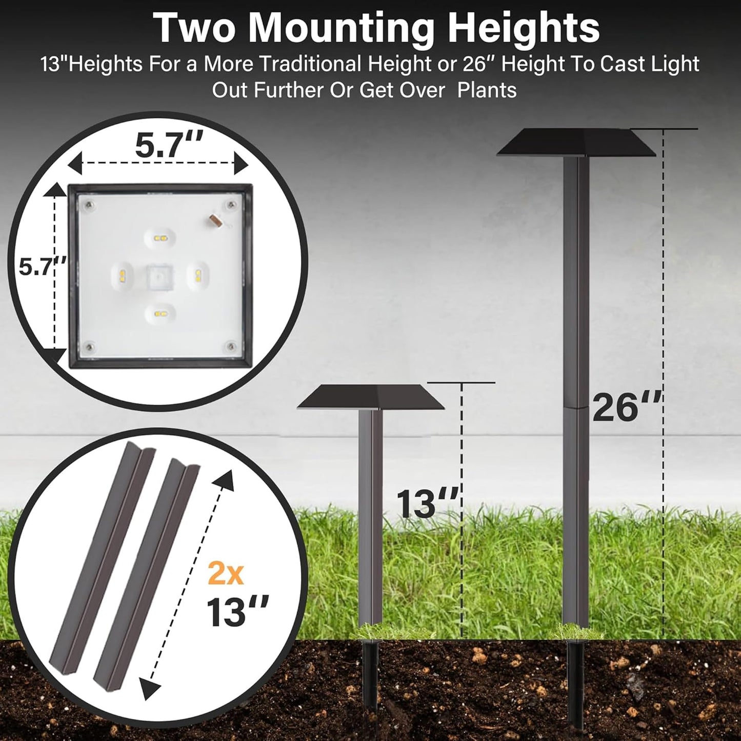Super Bright 300 Lumens Solar Pathway Lights Outdoor, 2 Lighting Color Modes Warm White & Daylight, Waterproof Landscape LED Lighting for Walkway