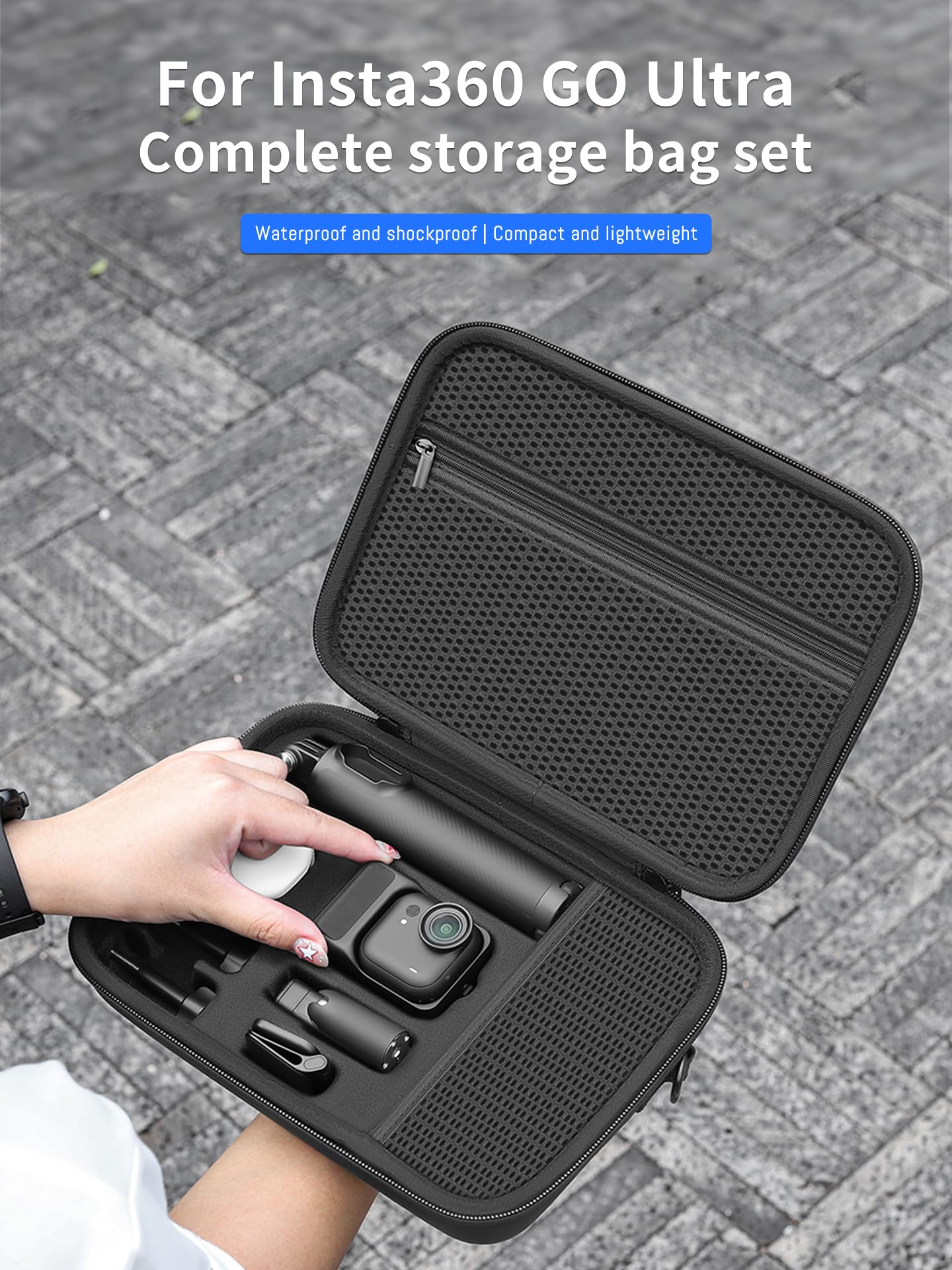 Carrying Case for Insta360 Go Ultra, Dual Layer Storage Protective Travel Bag for Insta360 Go Ultra Camer Accessories MINI 2.0 Handle/Selfie Stick