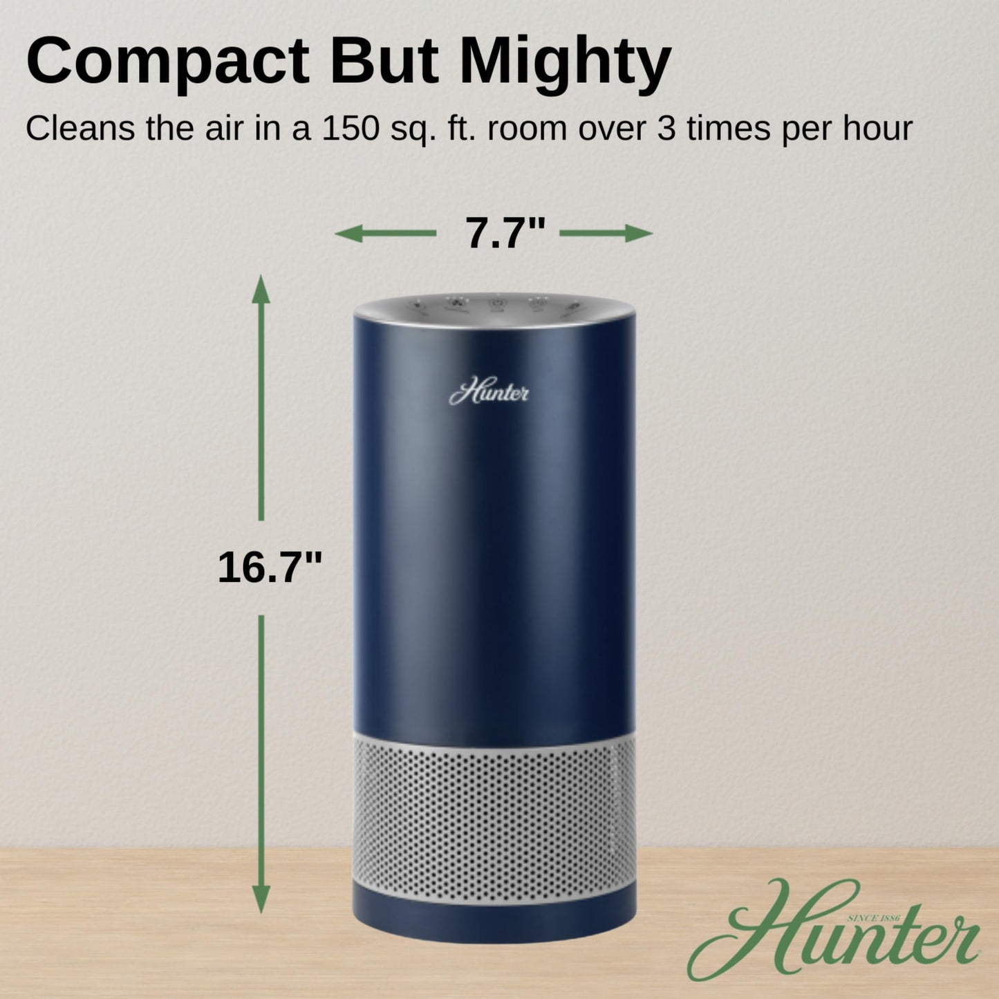 Hunter HP400 Round Air Purifier for Odors, and Allergens, Sage and Silver