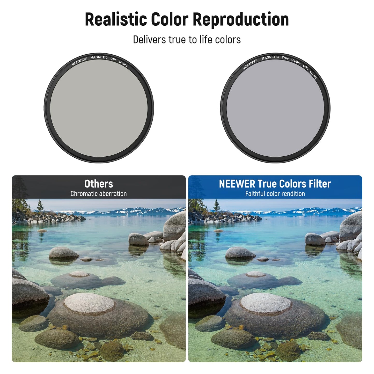 NEEWER 67mm Magnetic CPL Filter Set, Circular Polarizing Multicoated HD with Magnetic Filter Backplate Adapter, Compatible with iPhone 16 Pro/16 Pro