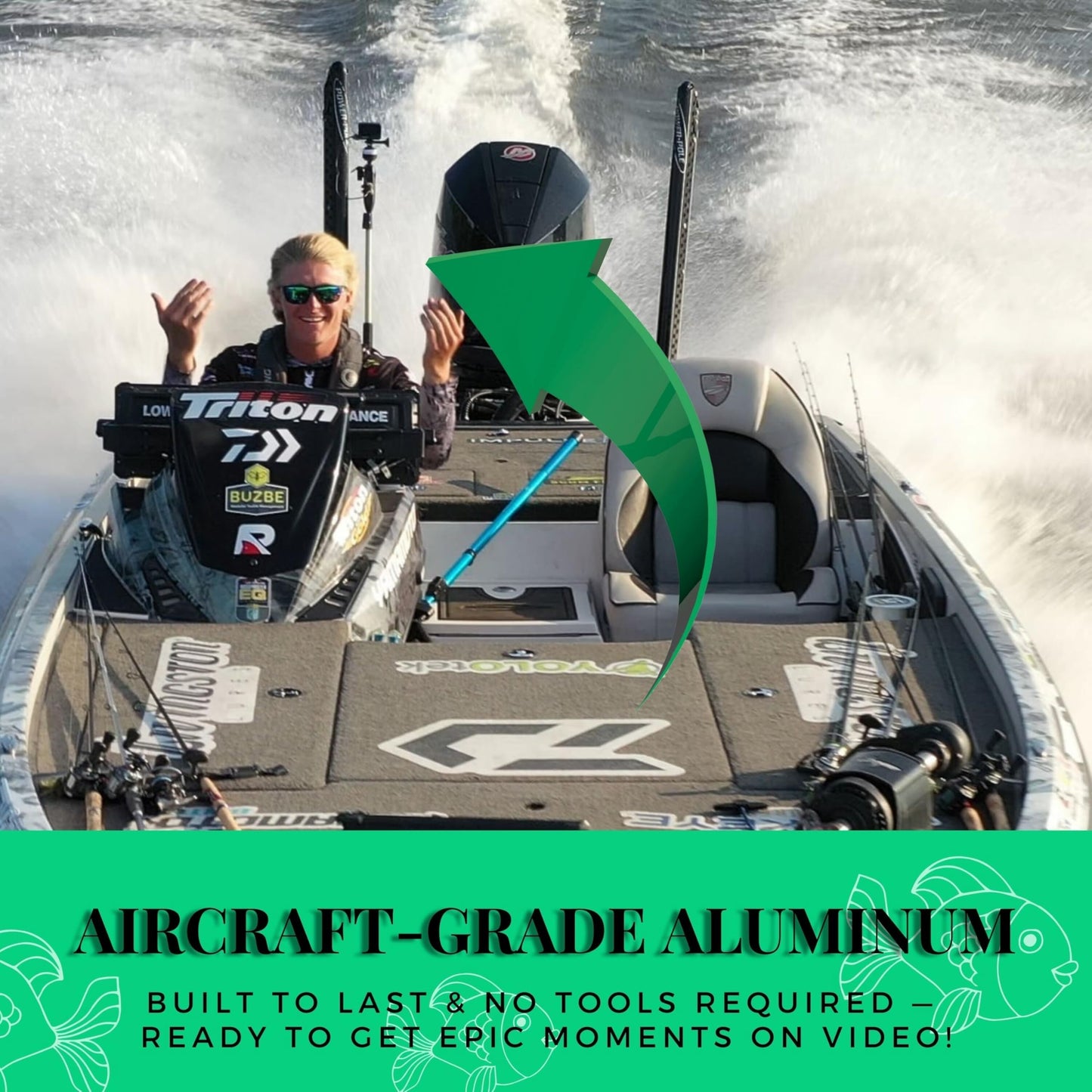 YOLOtek Veteran Owned - PS53 SuperBundle - GoPro Boat Mount & Constant Power - Go Pro Camera Bass Boat Accessories - for All Action Camera - Fishing