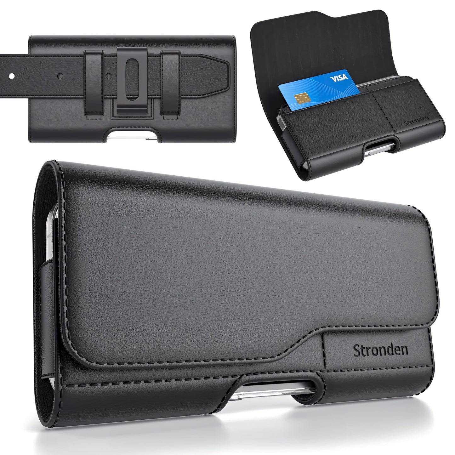 Stronden Magnetic Closure Holster for iPhone 17 Pro, 17e, 17, 16 Pro, 16e, 16, 15 Pro, 15, 14 Pro, 14, 13 Pro, 13, 12 Pro, 12, 11, XR - Leather Belt