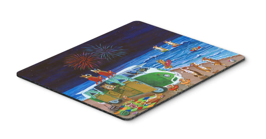 Caroline's Treasures 7317MP Corgi Beach Party Volkswagon Bus Fireworks Mouse Pad, Hot Pad or Trivet for Home Office Gaming Working Computers Laptop