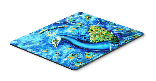 Caroline's Treasures MW1166MP Peacock Straight Up in Blue Mouse Pad, Hot Pad or Trivet, Large, Multicolor