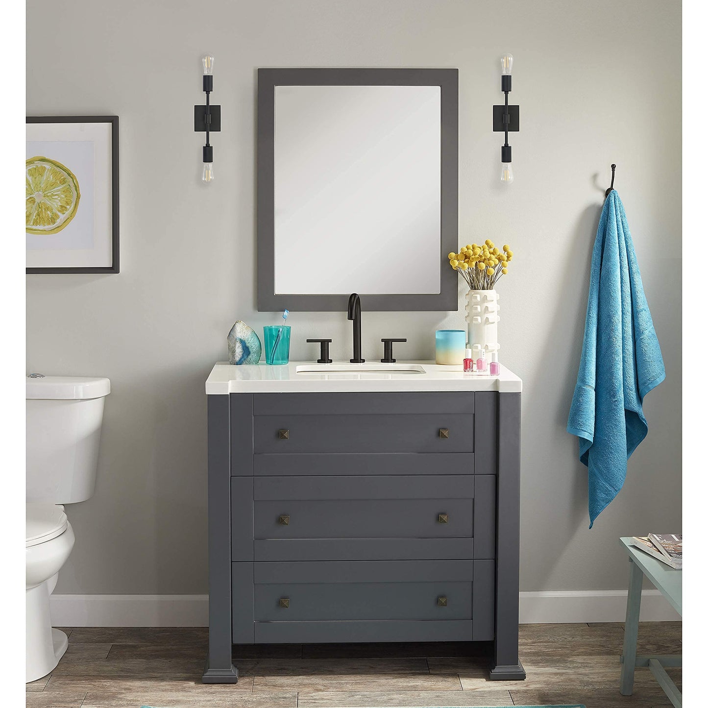 Linea di Liara Berbella 2-Light Matte Black Bathroom Vanity Light Fixtures Modern Wall Sconces Lighting Fixture Wall Lights for Hallway and Bedroom