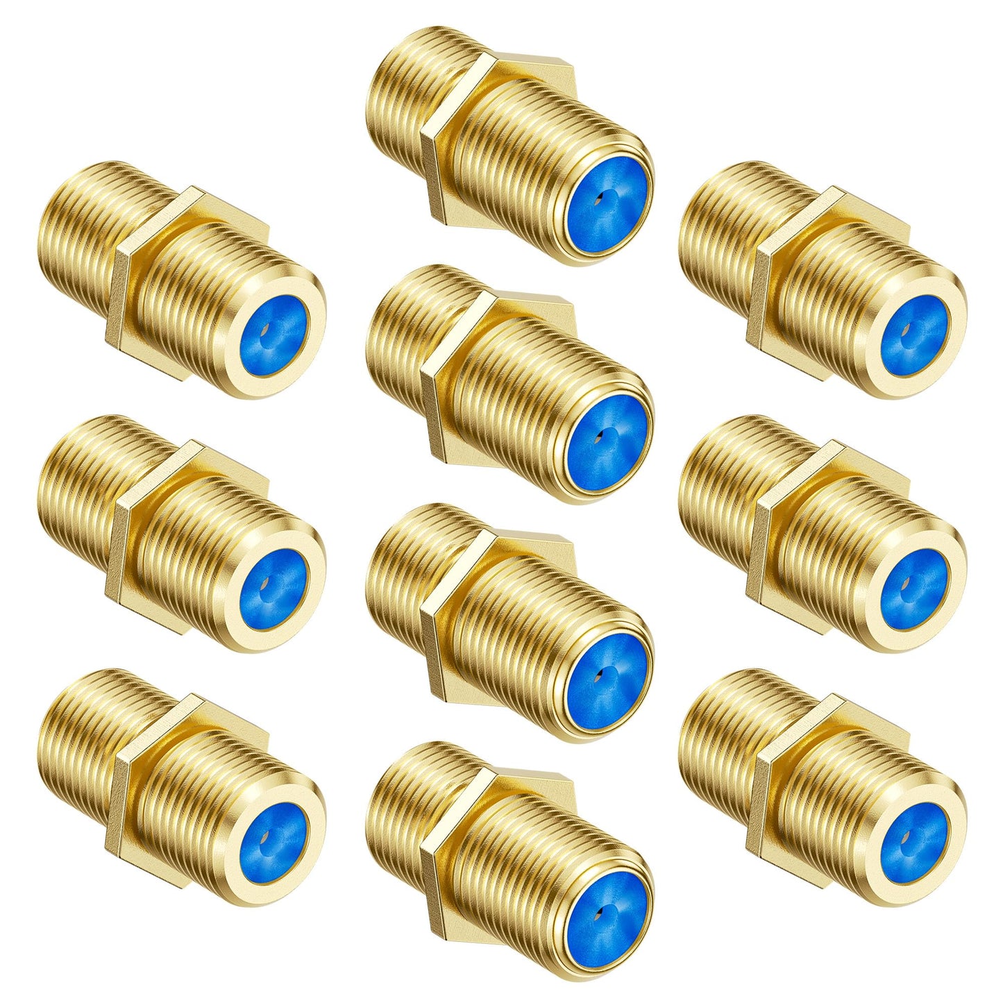 Cable Matters 10-Pack Gold Plated F-Type Coaxial Coupler for RG6 (Female to Female Coaxial Connector, Coax Cable Extender)