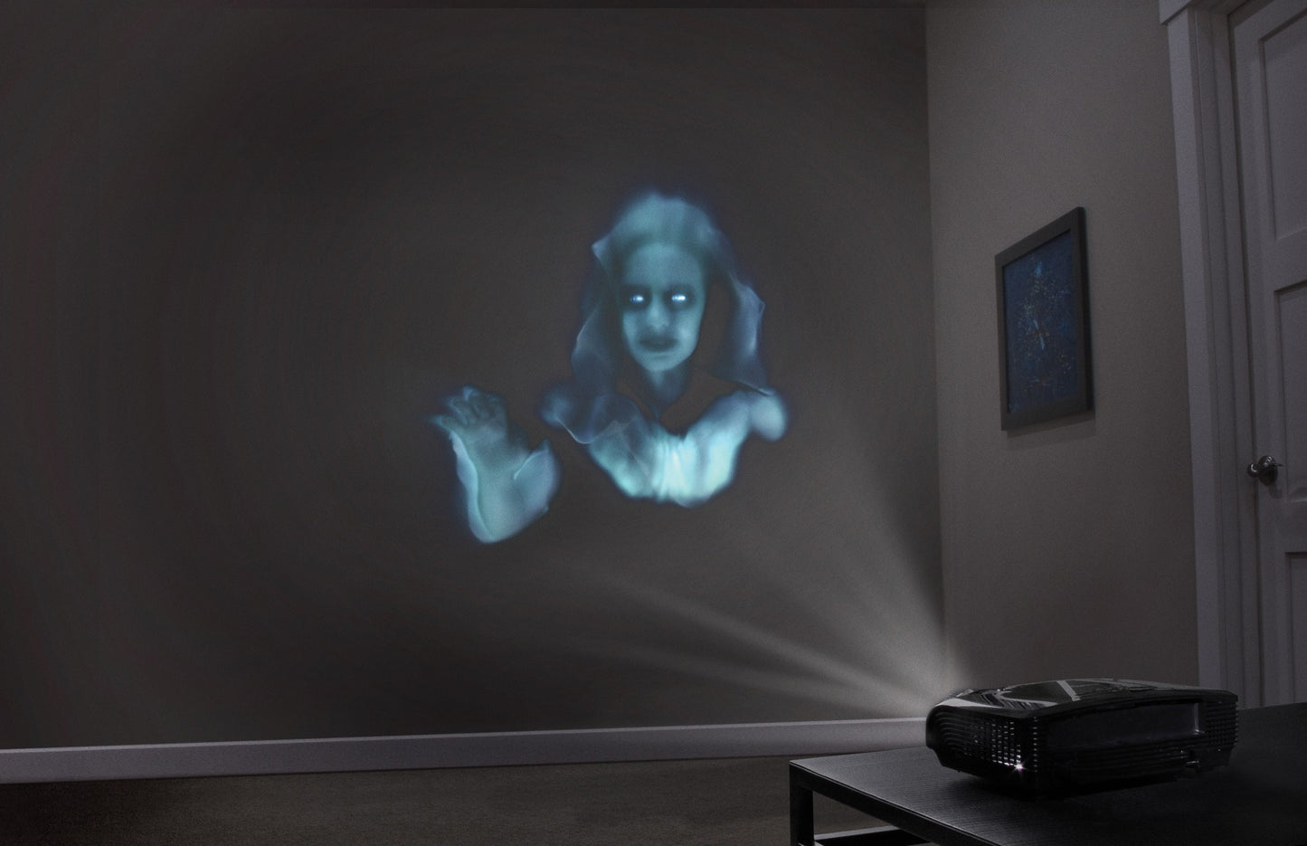 AtmosFX Ghostly Apparitions USB + 48" x 72" White Holographic Screen for Halloween Projection