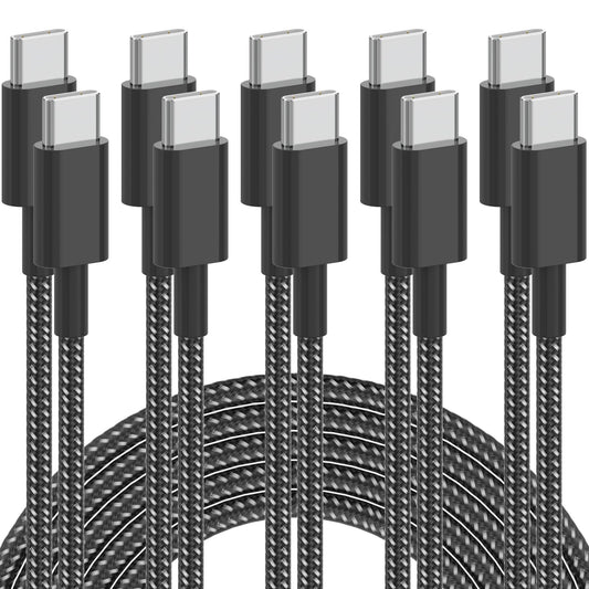 USB C Cable, 5Pack 6FT USB C to USB C Cable 60W(3A) Nylon Braided Type C Fast Charging Cord for iPhone 17 Air 16 15 Plus Pro Max, MacBook Pro, iPad