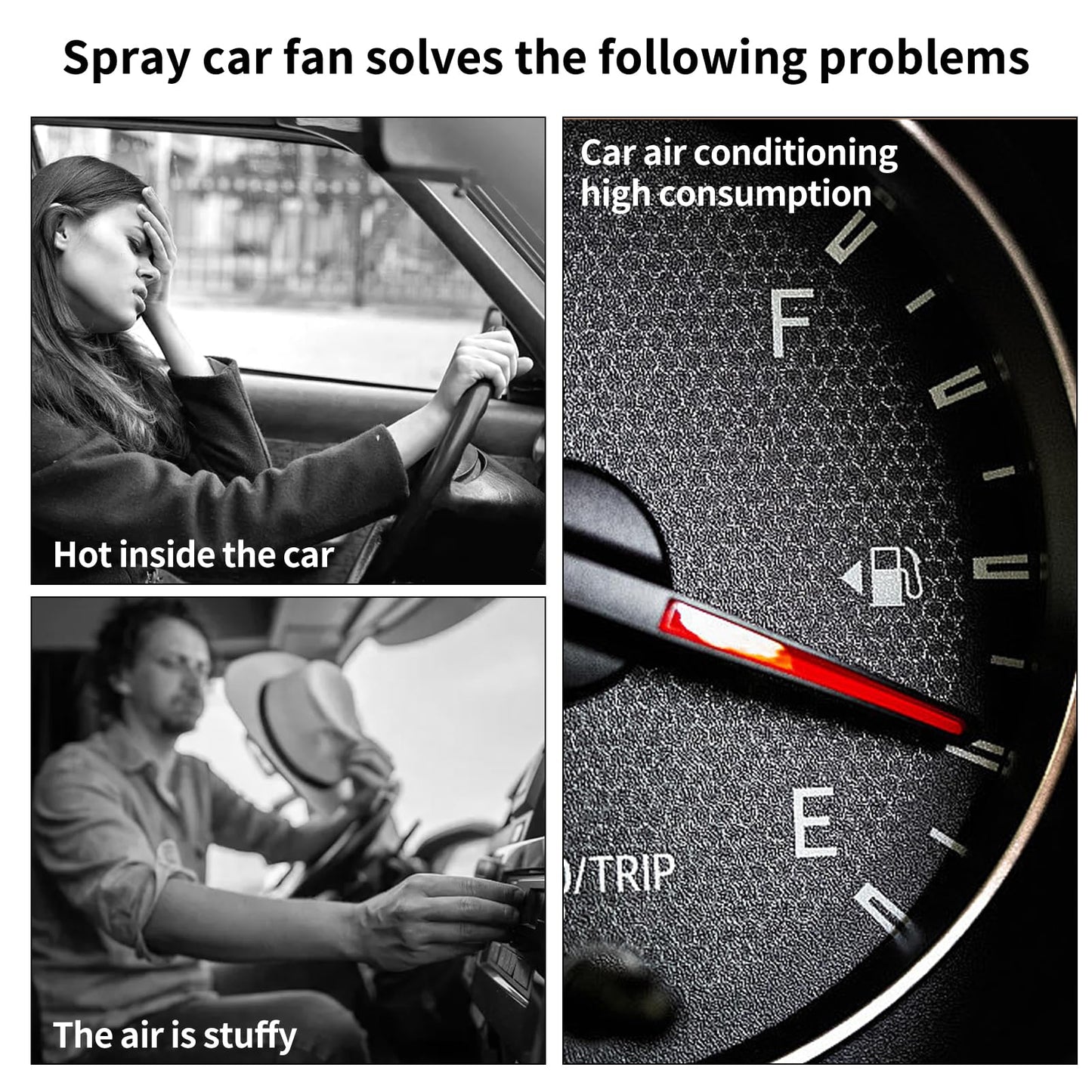AKSDESY Car Fan, Dual Head USB Fan with Mist Function