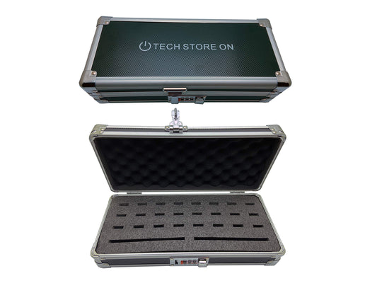 Flash USB Thumb Drive Holder Storage Organizer Case | Antistatic and Shockproof (aluminum, medium, holds 24 USB, 2 HDD slots)