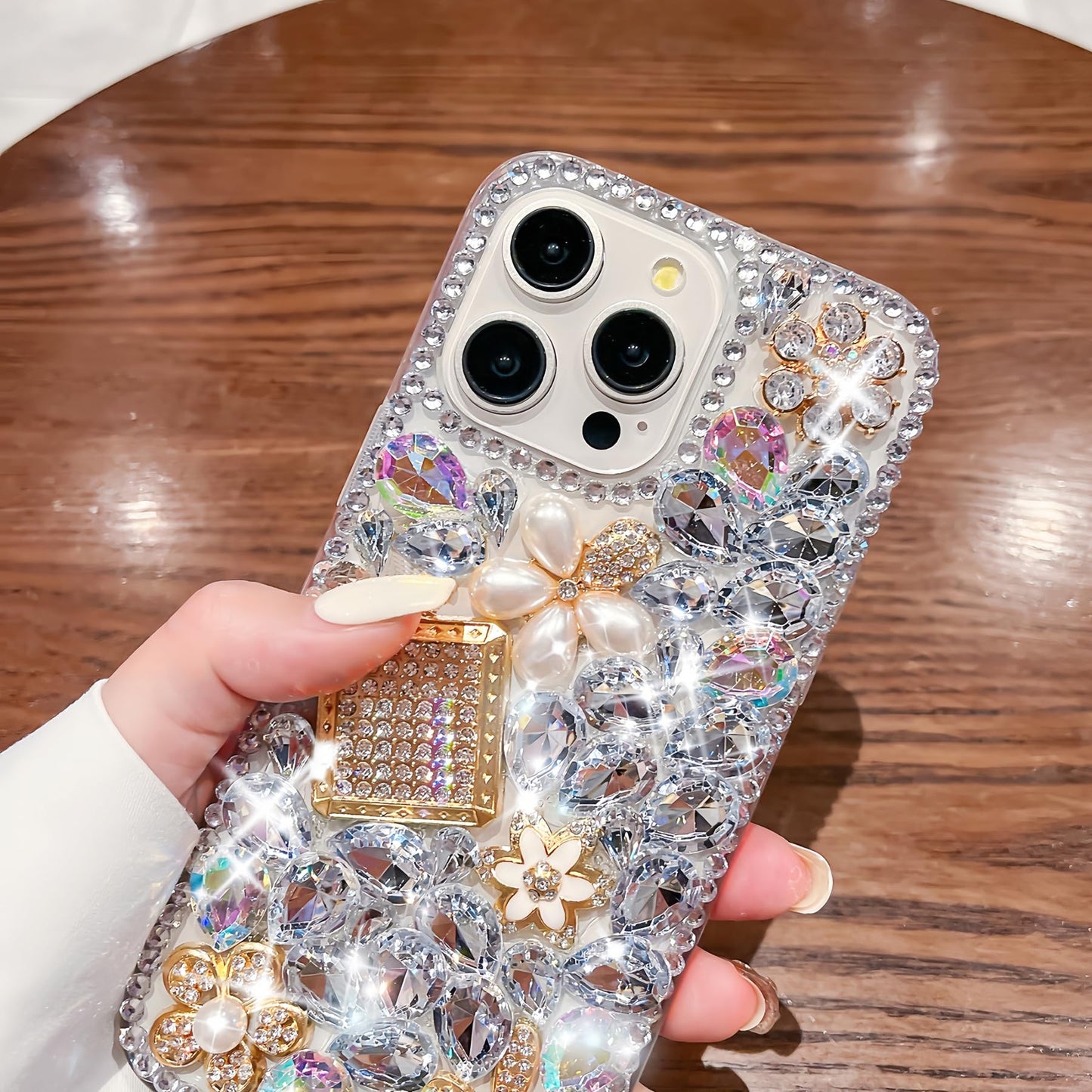 MOSEZA Compatible with iPhone 17 Pro Case Luxury Cute Bling Design Rhinestone Diamond Glitter Sparkle Girly Protective Phone Cover Case for Women Girl