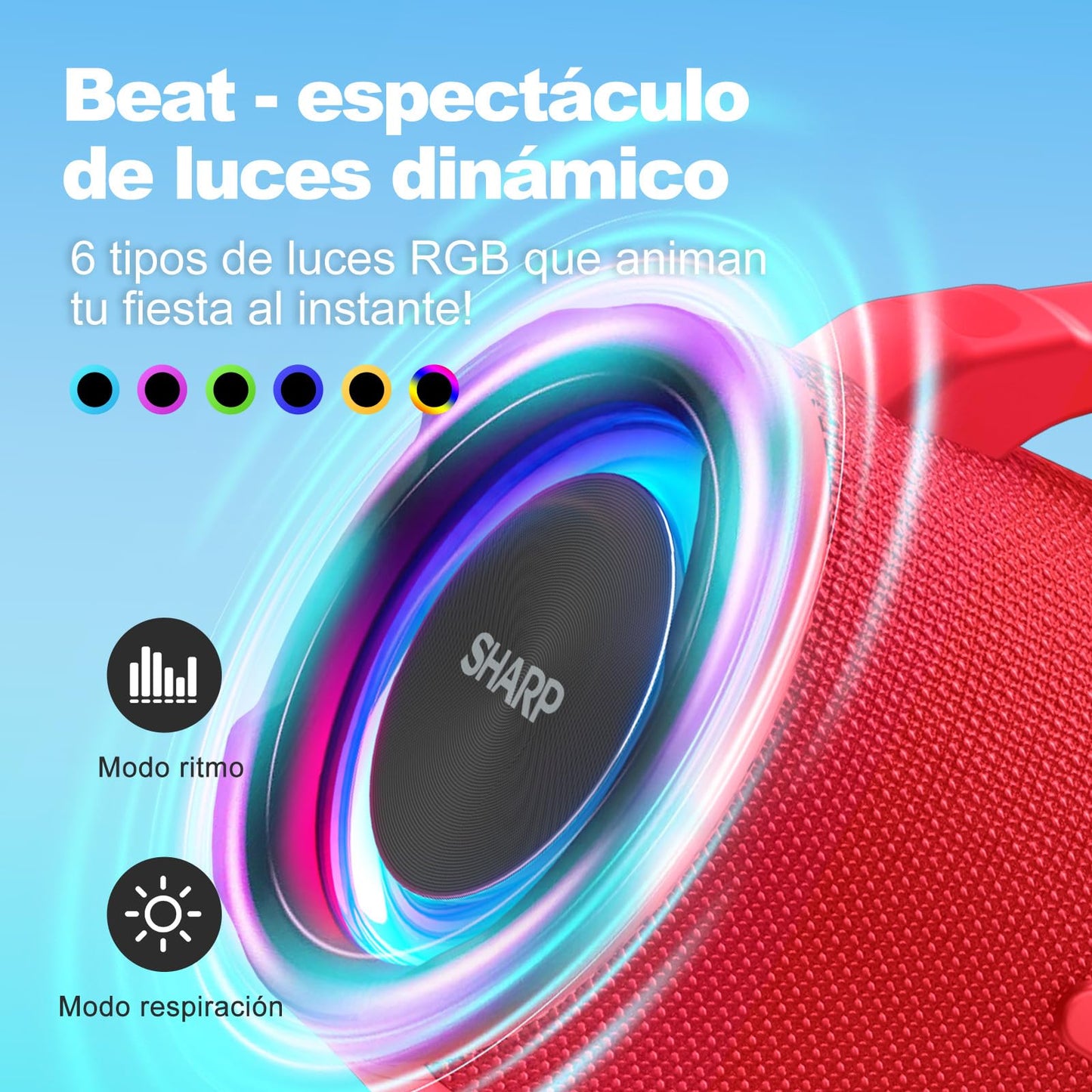 Sharp GX-BT490 Bluetooth Speaker with DSP Technology | Waterproof IP67 | 10 Hour Playtime | Light Effects | 120W Max Power with Deep Bass | True