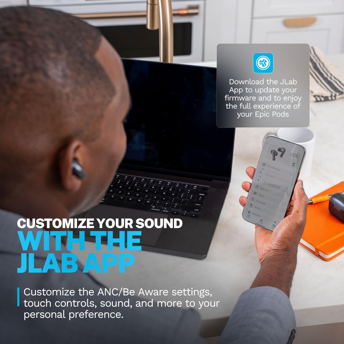 JLab Epic Pods ANC True Wireless Bluetooth Earbuds, Hybrid Dual Driver System, Knowles Balanced Armature, Adaptive Noise Canceling, 56+ Hours…