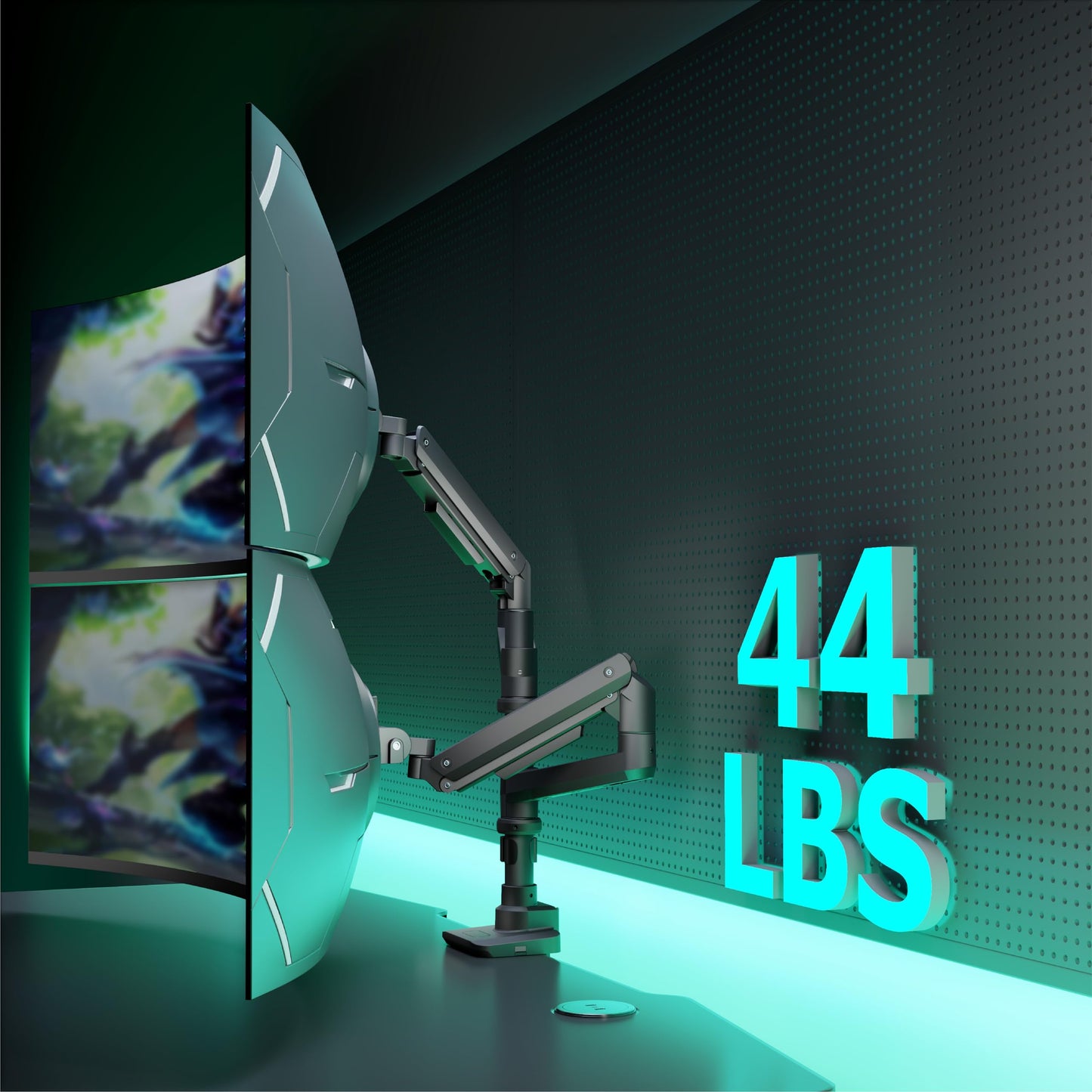WALI Vertical Dual Monitor Stand for 13-49 inch Curved Screens, Ultrawide Dual Monitor Arms up to 44lbs, Stacked Monitor Mount for 2 Monitors, Heavy