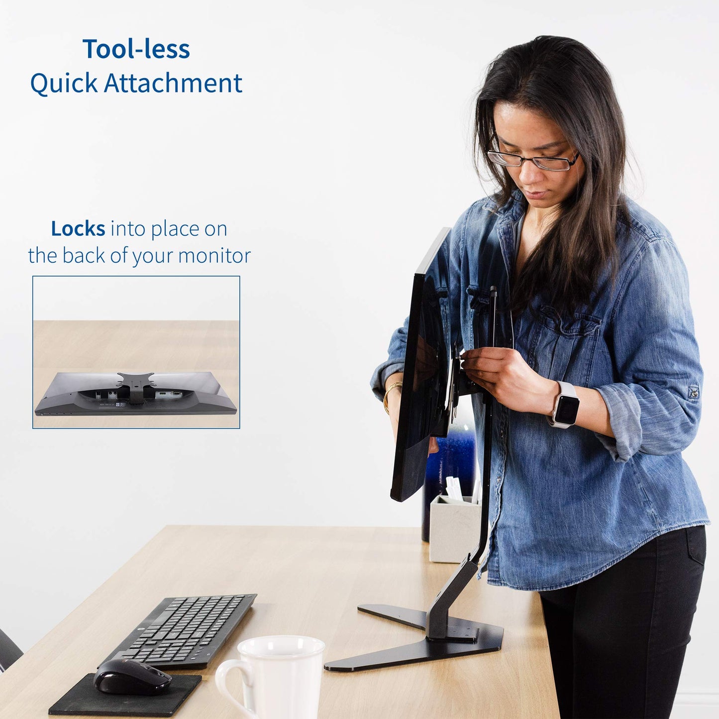 VIVO Quick Attach VESA Adapter Plate Bracket Designed for Dell Monitors S2218, S2318, S2319, S2418, S2419H, S2718, S2719, SE2419H, and More