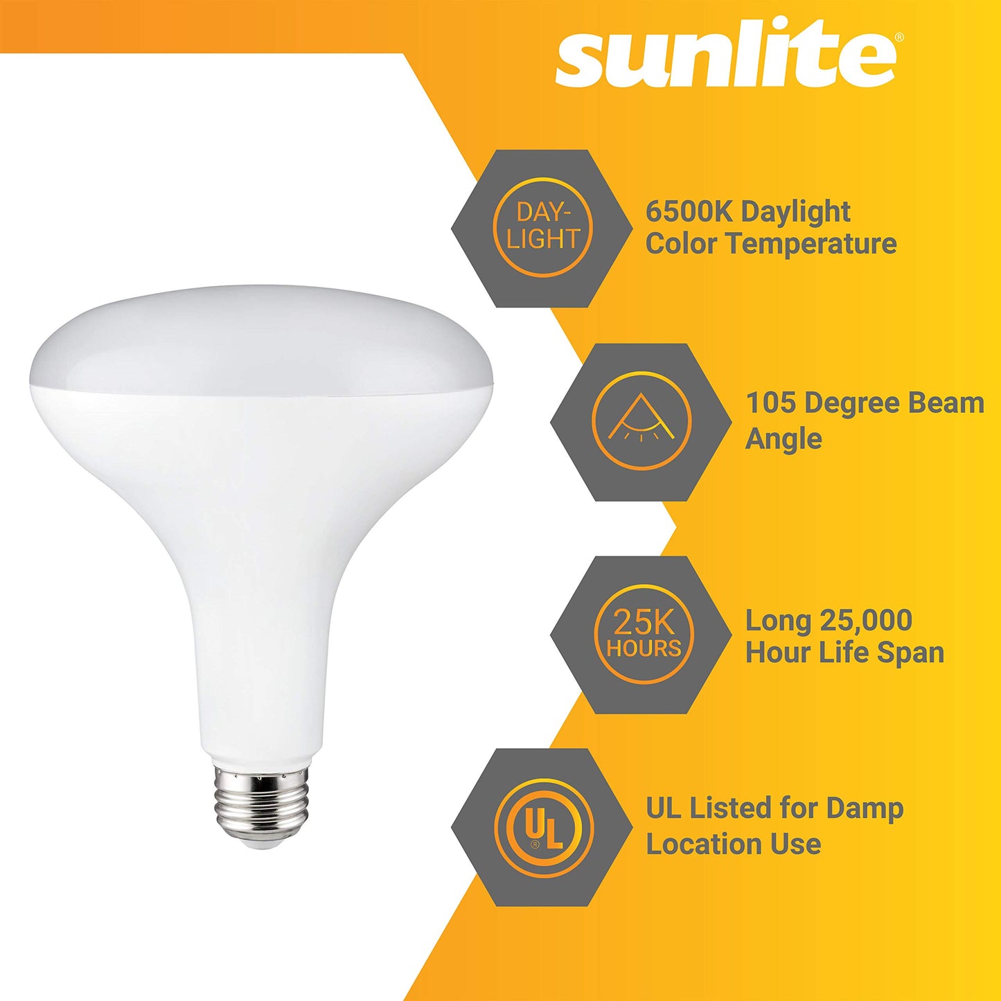 Sunlite 41191 LED BR40 Recessed Light Bulb, 14 Watt (85W Equivalent), 1060 Lumens, Medium Base (E26), Dimmable, Flood, UL Listed, 6500K - Daylight, 6
