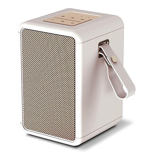 AT&T Essentials Retro 15W Bluetooth Speaker, IPX6 Waterproof, Bluetooth 5.3, LED Light Modes, Bass & Treble Control, 12H Battery, USB-C Charging