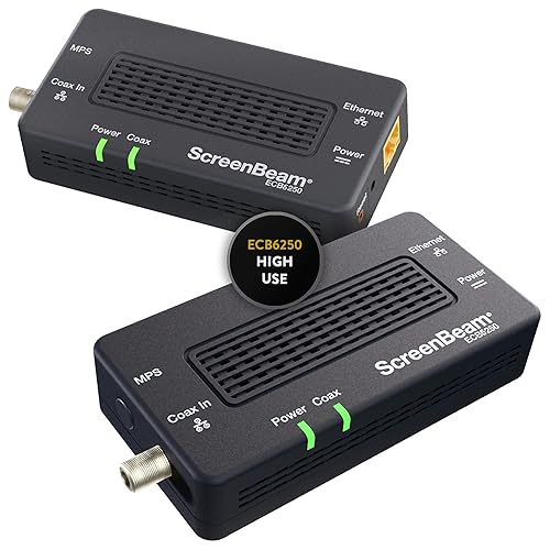 ScreenBeam MoCA 2.5 Network Adapter for Higher Speed Internet, Ethernet Over Coax - Starter Kit (Model: ECB6250K02)