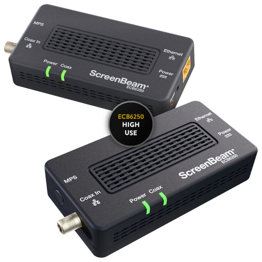 ScreenBeam MoCA 2.5 Network Adapter for Higher Speed Internet, Ethernet Over Coax - Starter Kit (Model: ECB6250K02)