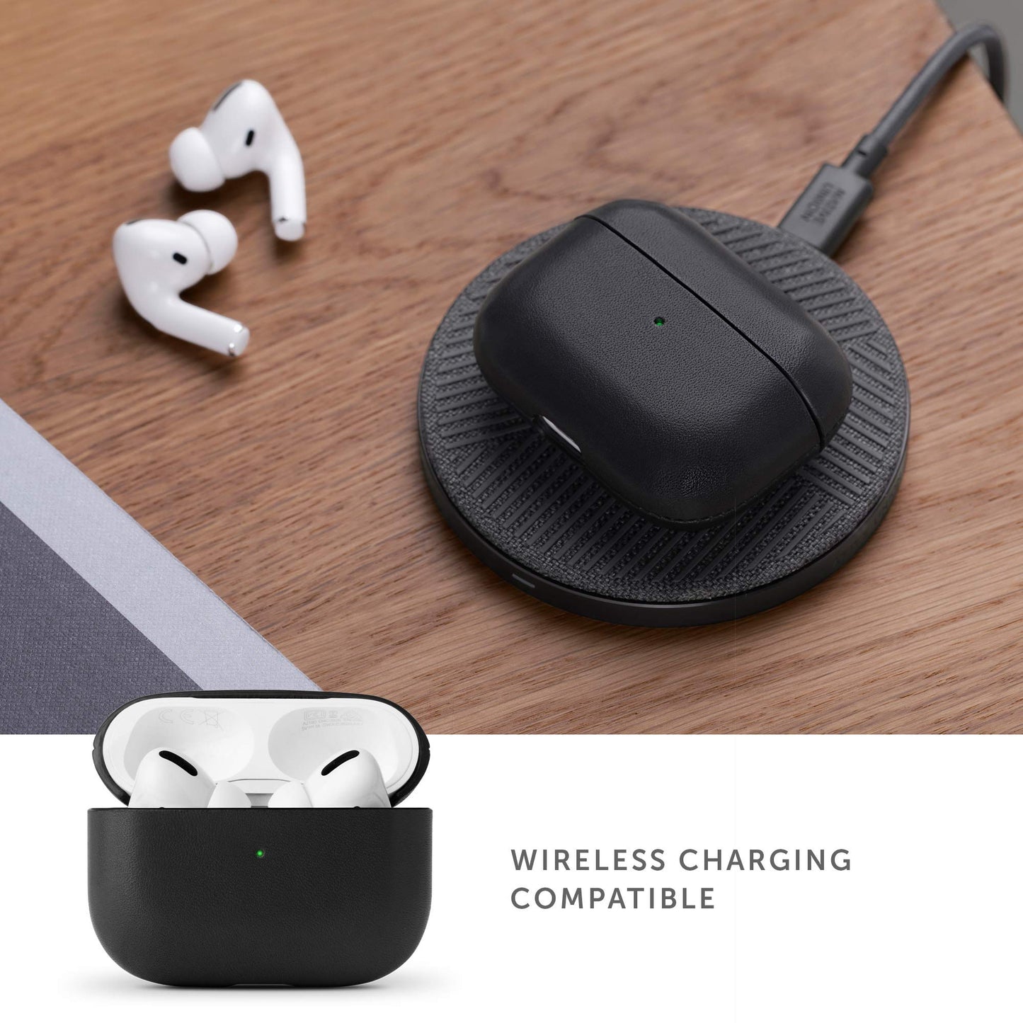 Native Union Leather Case for AirPods Pro - Handcrafted Fully-Wrapped Genuine Italian Leather case - Support Wireless Chargers - Compatible