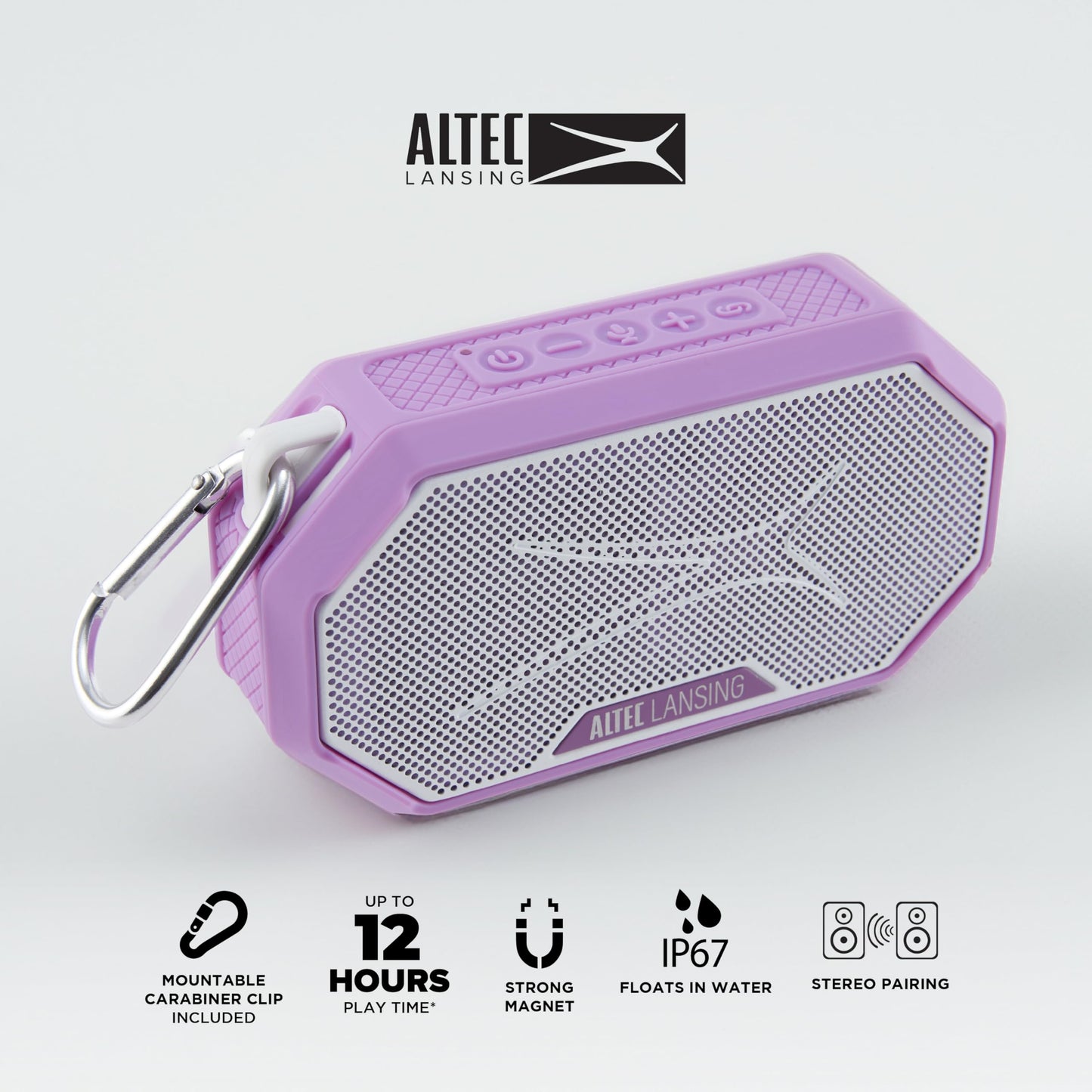 Altec Lansing Portable Bluetooth Speaker HYDRAMINI 2.0, IP67 Waterproof, Portable Speaker, 12h Playtime, Wireless Pairing, USB-C Quick Charge