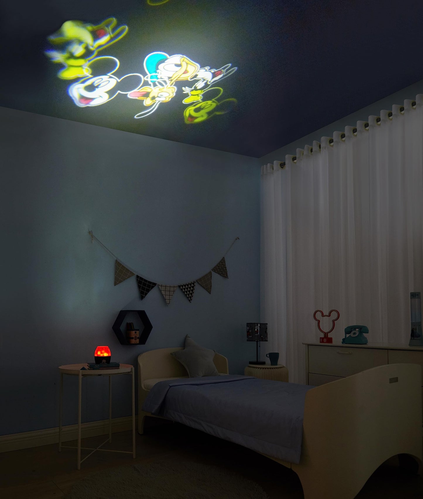 Disney Mickey Mouse Kids Lamp & Nightlight - Scene Projector with Soft Glow - Fun Bedroom Décor for Toddlers & Children - Battery Operated