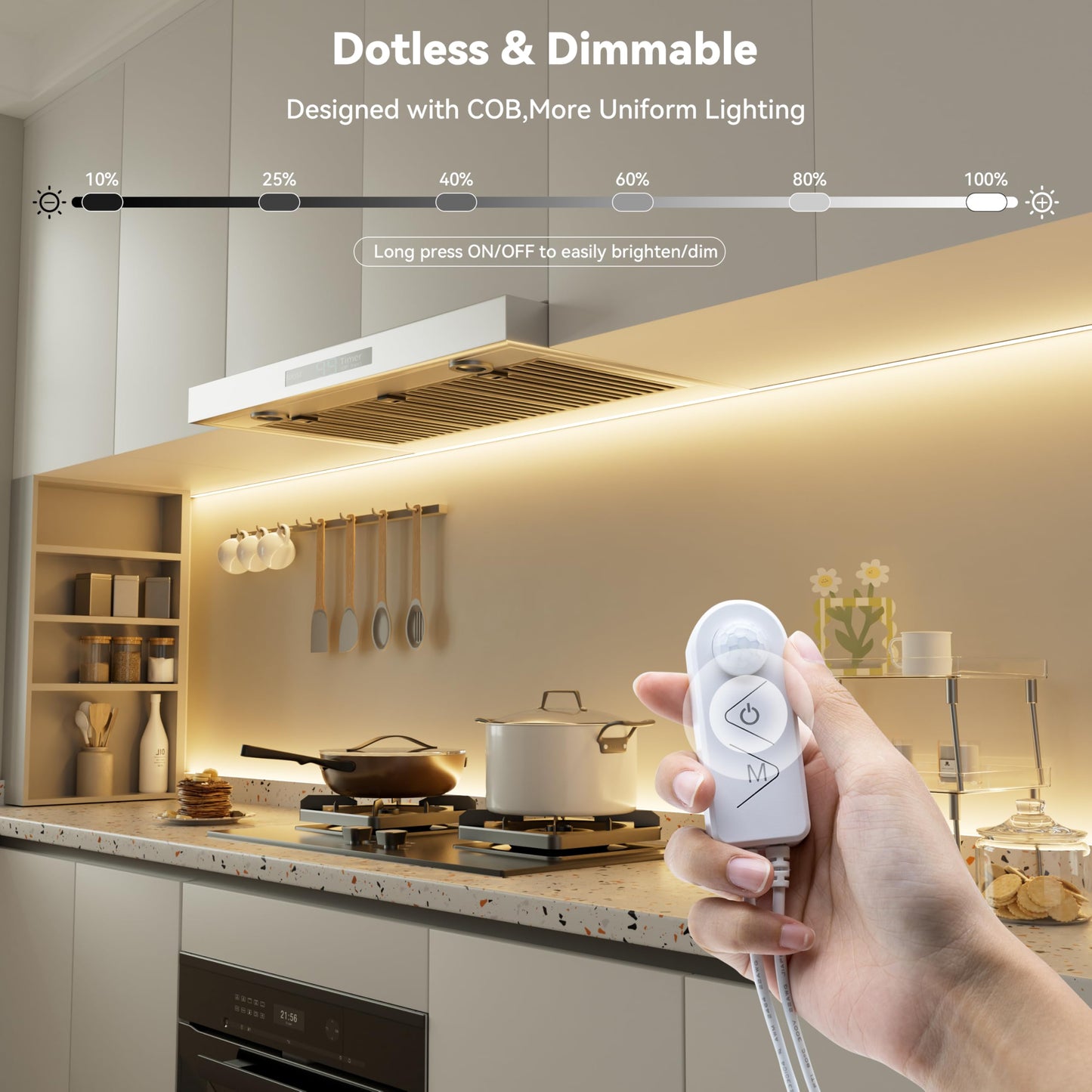 PAUTIX COB LED Strip Lights 2700K Warm White,Motion Sensor LED Lights,Dimmable 24V Motion Activated LED Strip Light,20ft Super Bright with Dual