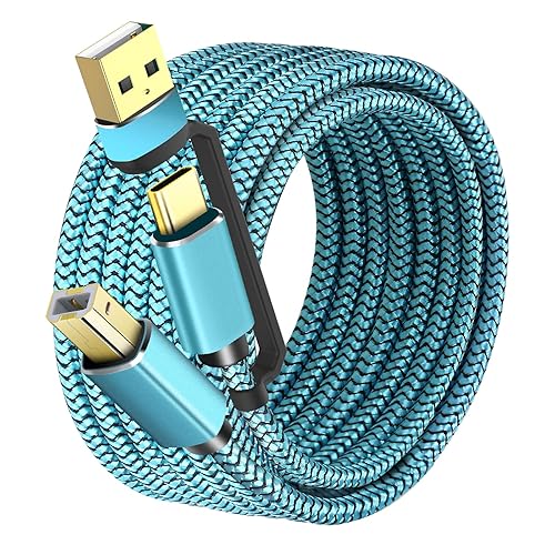 GGMTY Printer Cables 10Feet, USB C/A Printer Cable to USB Nylon Braided [Never Rupture] High-Speed [Plug and Play] ?Cord for HP, Canon, Epson,Dell