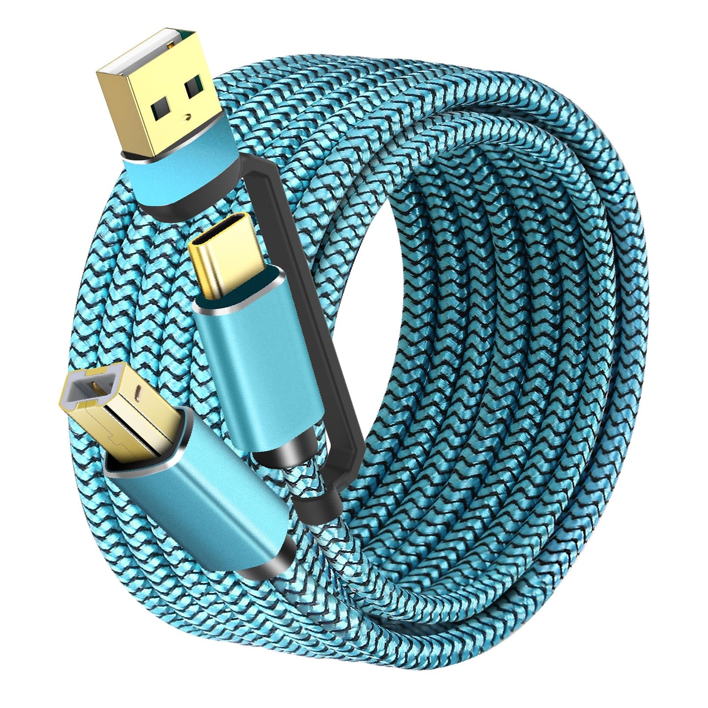 GGMTY Printer Cables 10Feet, USB C/A Printer Cable to USB Nylon Braided [Never Rupture] High-Speed [Plug and Play] ?Cord for HP, Canon, Epson,Dell