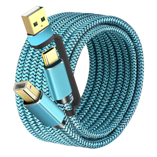 GGMTY Printer Cables 10Feet, USB C/A Printer Cable to USB Nylon Braided [Never Rupture] High-Speed [Plug and Play] ?Cord for HP, Canon, Epson,Dell