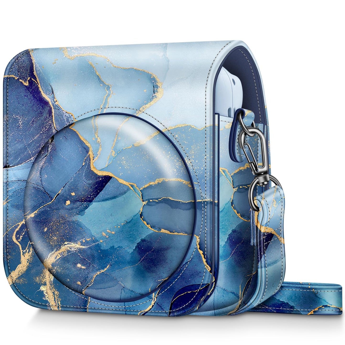 Fintie Protective Case for Fujifilm Instax Mini 12 Instant Camera - Premium Vegan Leather Bag Cover with Removable Adjustable Strap, Ocean Marble