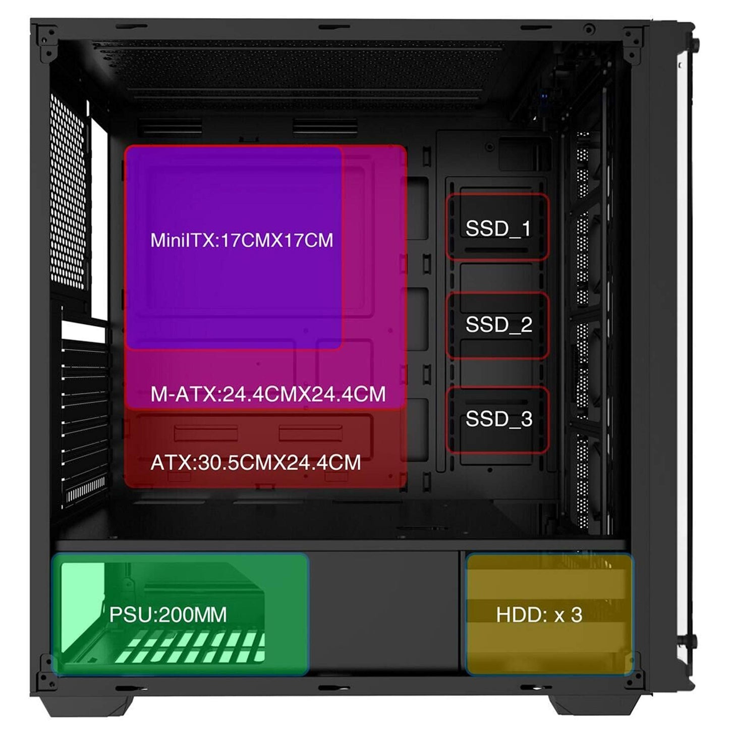 MUSETEX Phantom Black ATX Mid-Tower Case with 6pcs RGB Fans - USB 3.0 Tempered Glass Panel - PC Gaming Case Decent Cable Management/Airflow ?907W6?