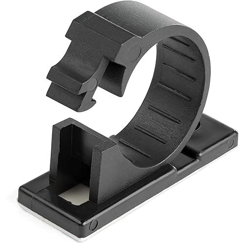StarTech.com 100 Adhesive Cable Management Clips Black - Network/Ethernet/Office Desk/Computer Cord Organizer - Sticky Cable/Wire Holders - Nylon Self