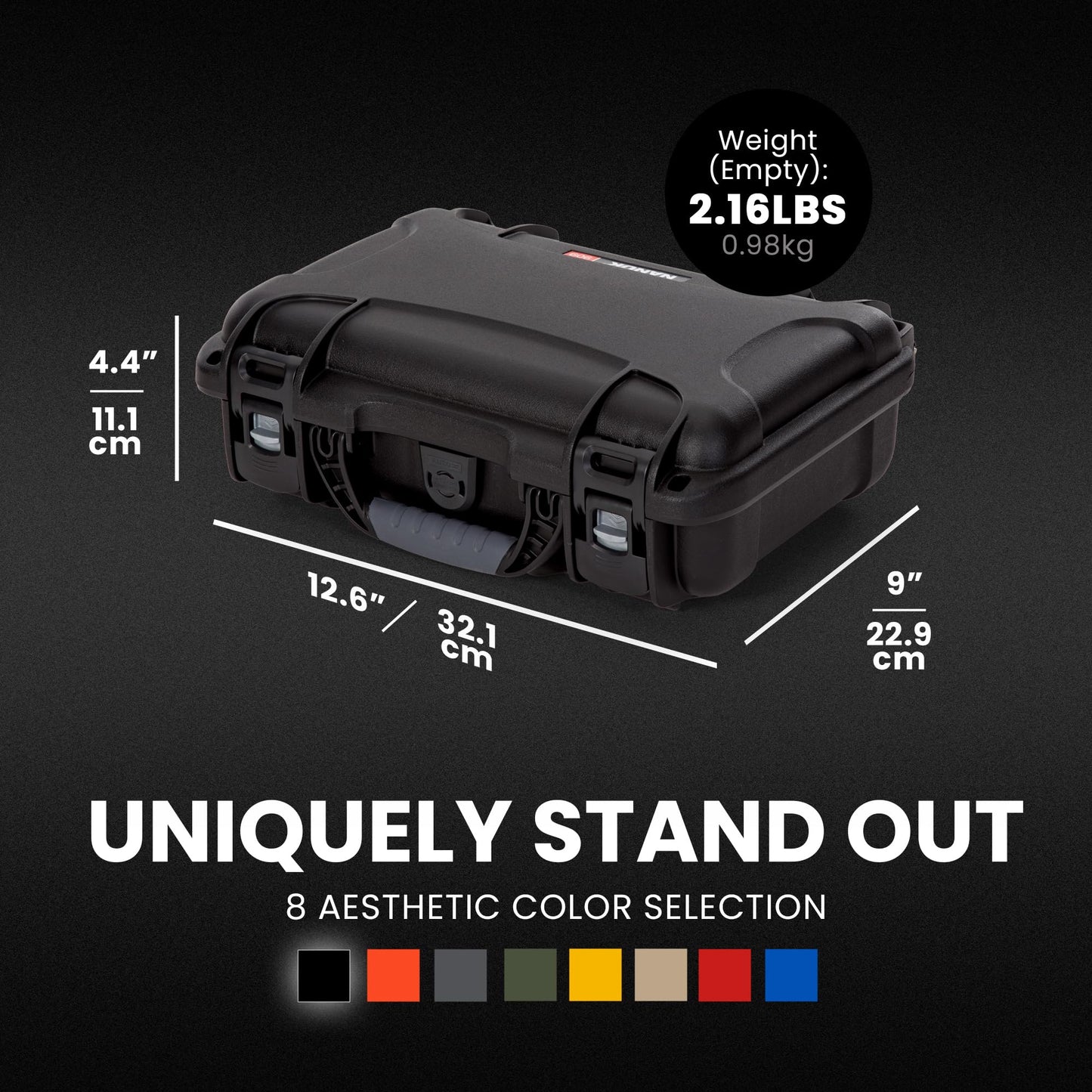 NANUK 909 Travel Hard Case with Customizable Cubed Foam - Waterproof Camera Case, 12.6” x 9” x 4.4”, Lightweight, Lockable, Dustproof