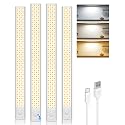16inch Under Cabinet Lighting, 216LED Motion Sensor Light Indoor, Rechargeable Closet Lights, 3 Color Temps, Dimmable, Wireless Under Counter Lights
