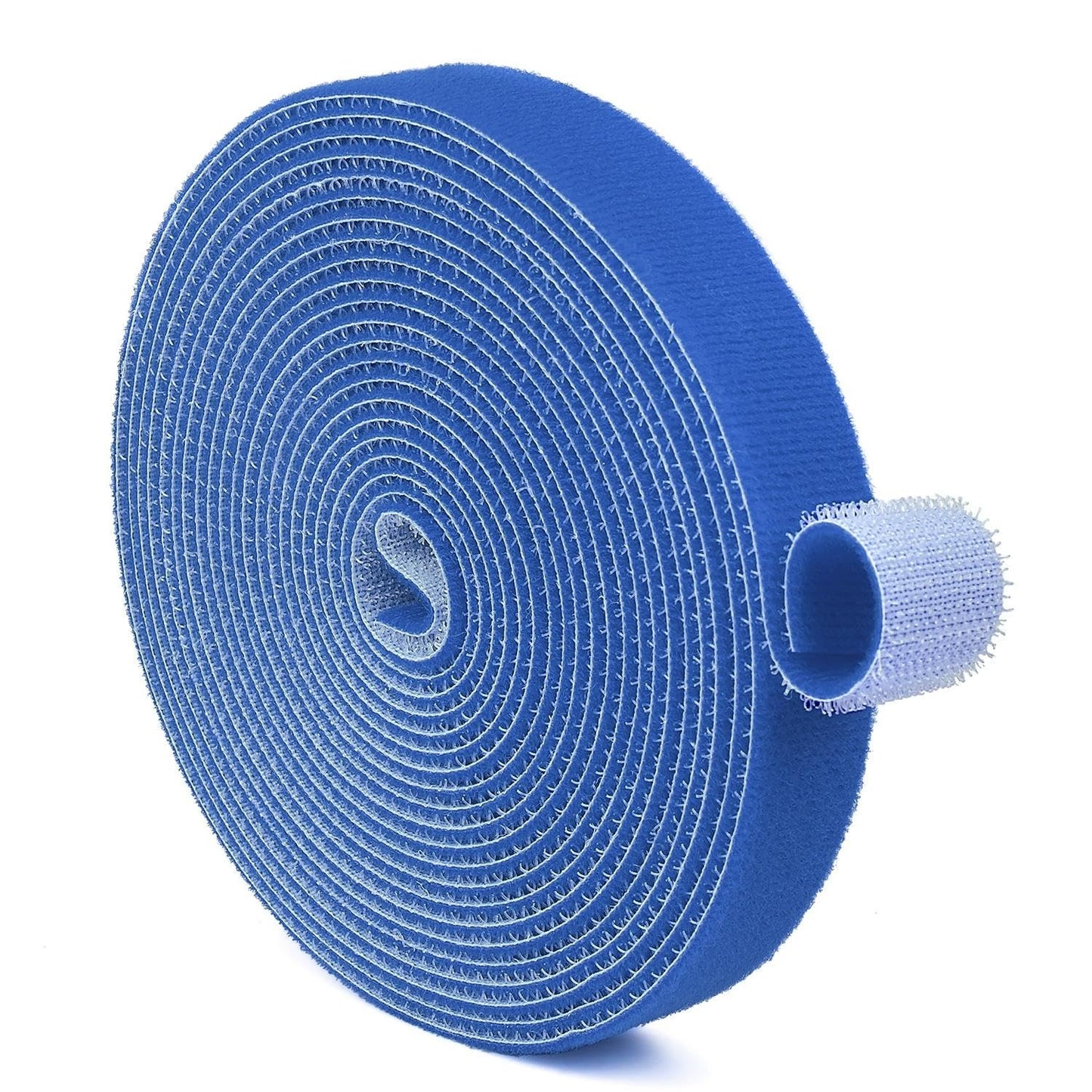 TNP Hook and Loop Tape Strap Cable Ties Fastener (Blue) (15 Feet) - Sticky Self Adhesive Nylon Fabric Roll Wrap 0.75" Wide 5 Yards Reusable