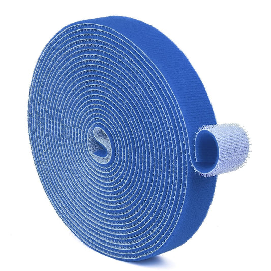 TNP Hook and Loop Tape Strap Cable Ties Fastener (Blue) (15 Feet) - Sticky Self Adhesive Nylon Fabric Roll Wrap 0.75" Wide 5 Yards Reusable