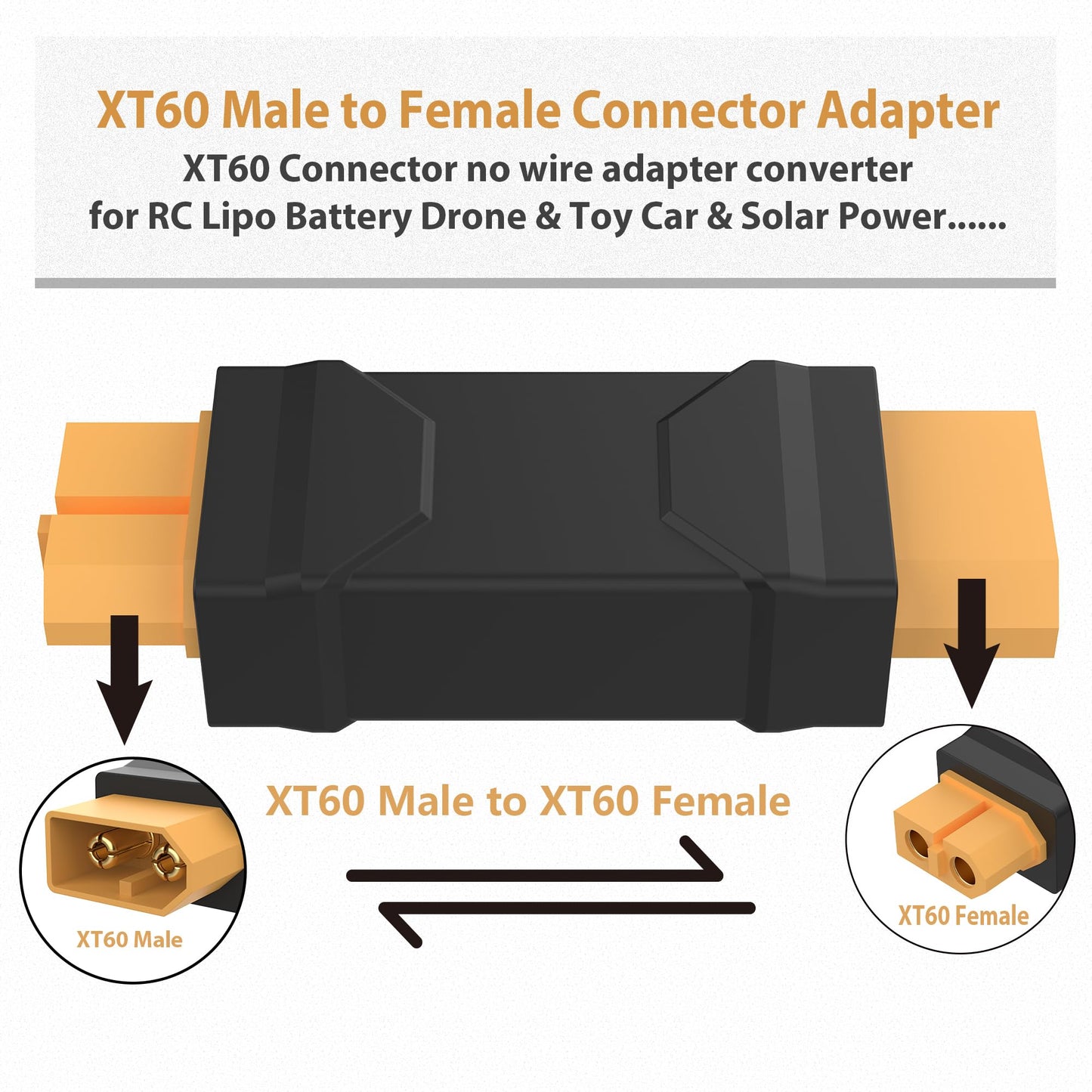 Magiclifee Upgrated XT60 Male to Female Connector Adapter,XT60 Connector No Wire Adapter for Energy Storage Power,Outdoor Power, Compatible with RC