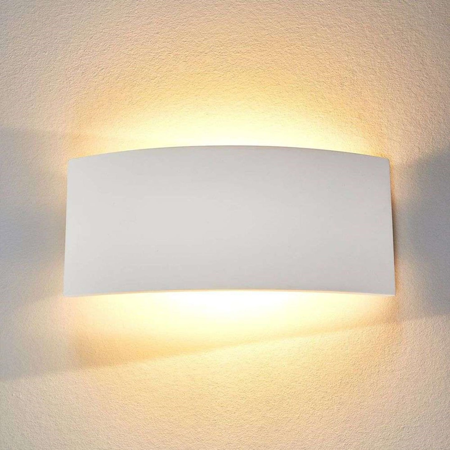 Lucande 13.8" Paintable Plaster Wall Sconce Light, White Up Down Wall Sconce Wall Light Fixture, Modern Indoor Wall Lighting for Living Room Bedroom