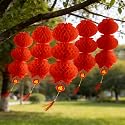 KYMY 2026 Chinese & Vietnamese New Year Red Lanterns, 6PCS Spring Festival Long Hanging Lanterns, Zodiac Horse Asian Lunar New Year Party Decorations