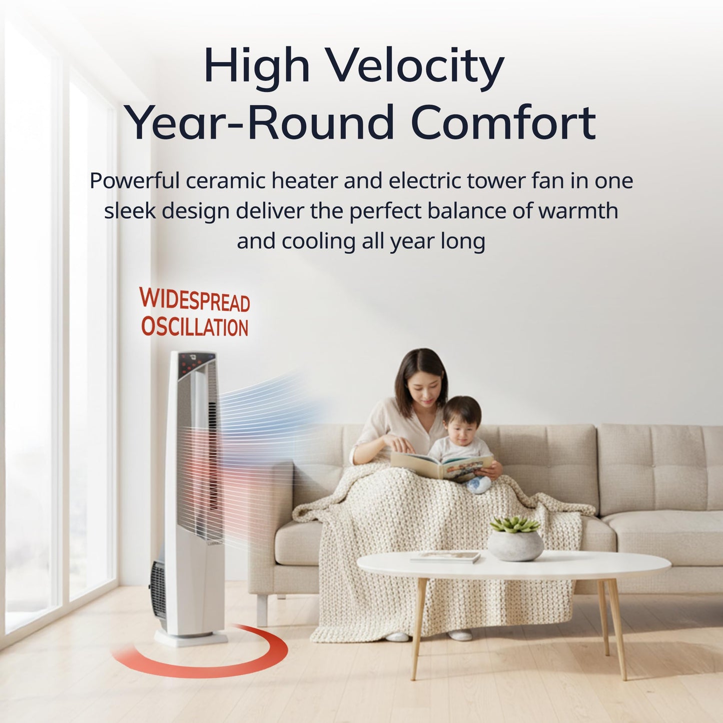 Lasko All-Season Tower Fan and Space Heater in One - 38” - FHV820- White
