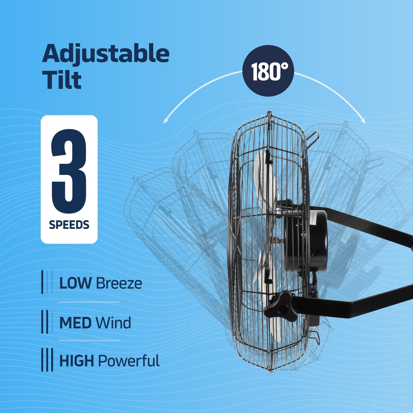 NEXAIR 18 Inch High-Velocity Industrial Wall Fan, 4600CFM Heavy Duty High Output Powerful 3 Speed Wall Fan with 360° Adjustment, for Commercial use