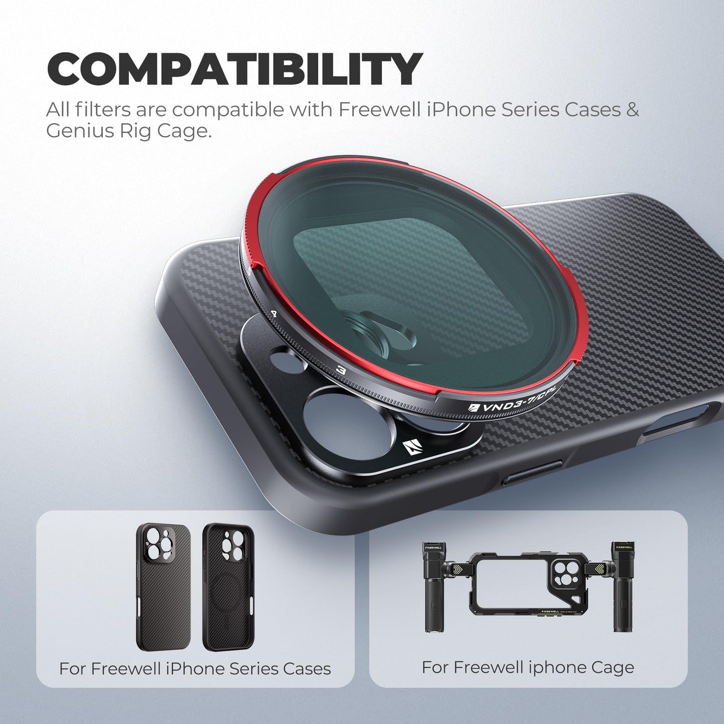 Freewell Sherpa VND/CPL 3-7 Stops Compatible only with Freewell Sherpa iPhone Series Cases & Genius Rig Cage