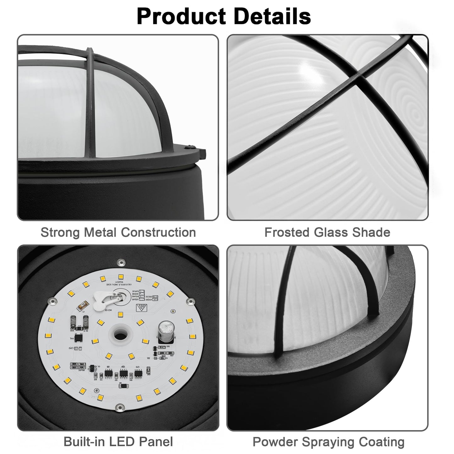 Faymart lighting 8" Nautical Outdoor Light-Black Round Bulkhead LED Lights,Sauna Light Fixture Outdoor 8" Nautical Bulkhead Light 3000K,1500LM,15W LED