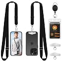 DINALLE Adjustable Crossbody Phone Lanyard 2 Pack & Retractable ID Badge Card Holder,Universal Cell Phone Multifuctional Patch Lanyards Compatible