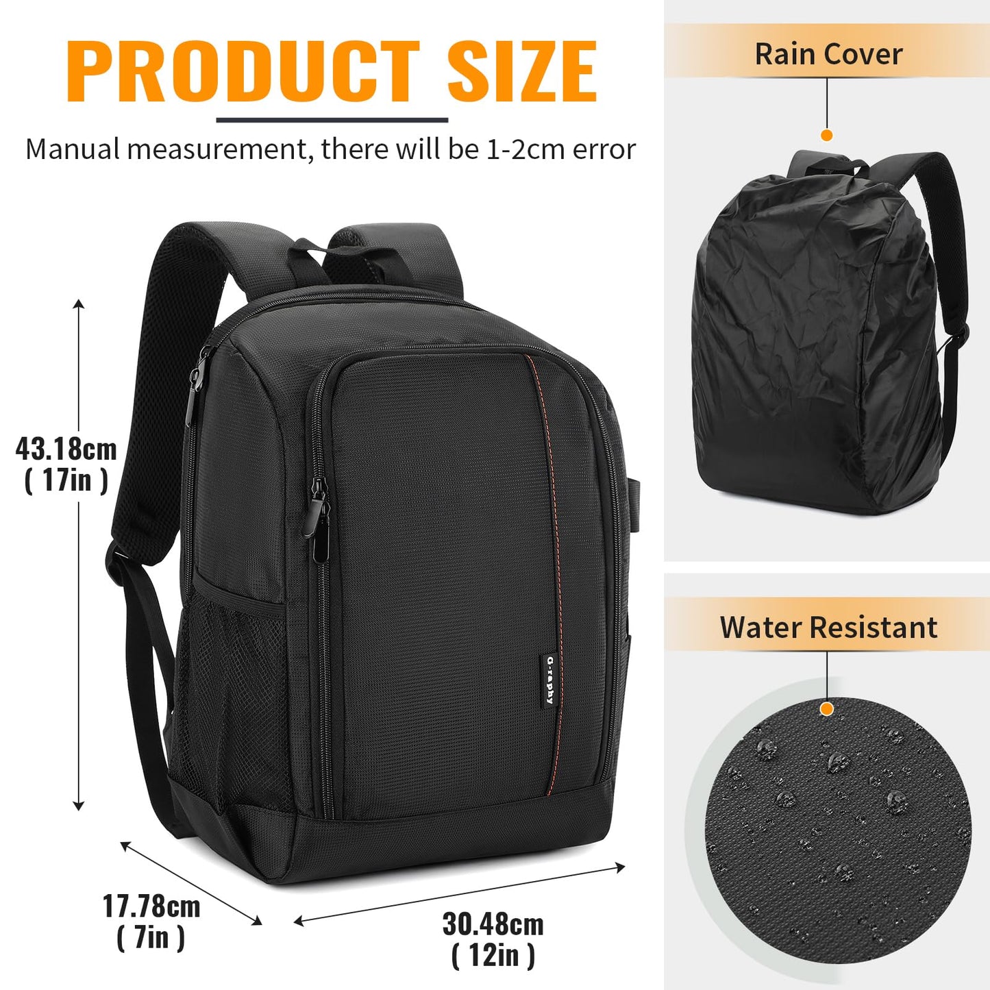 G-raphy Camera Bags Camera Backpack for Photographer Camera Bags with Laptop Compartment/Tripod Holder for Dslr SLR Cameras, Flashes and Camera