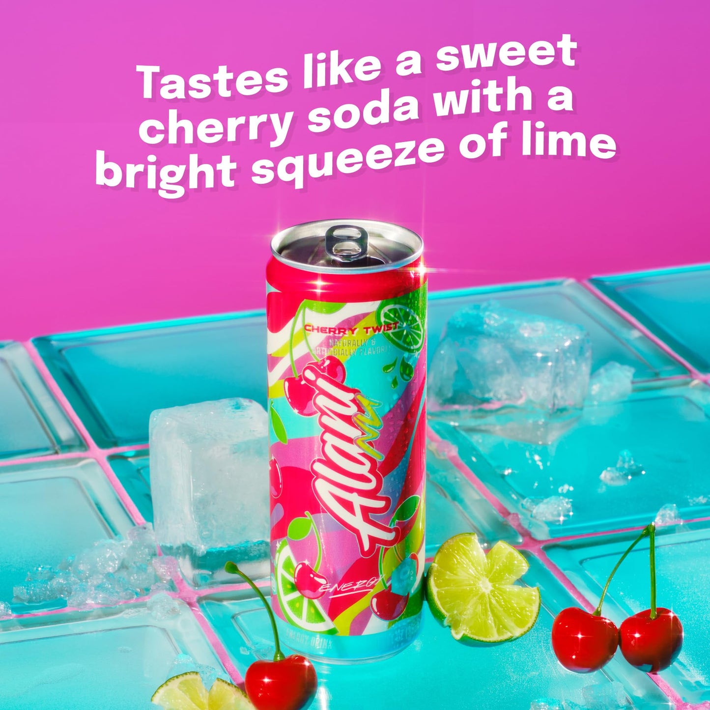 Alani Nu CHERRY TWIST Sugar Free, Low Calorie Energy Drinks, 200mg Caffeine, Biotin B Vitamins, Zero Sugar, 15 Calories, 12 Fl Oz Cans, 12 Pack